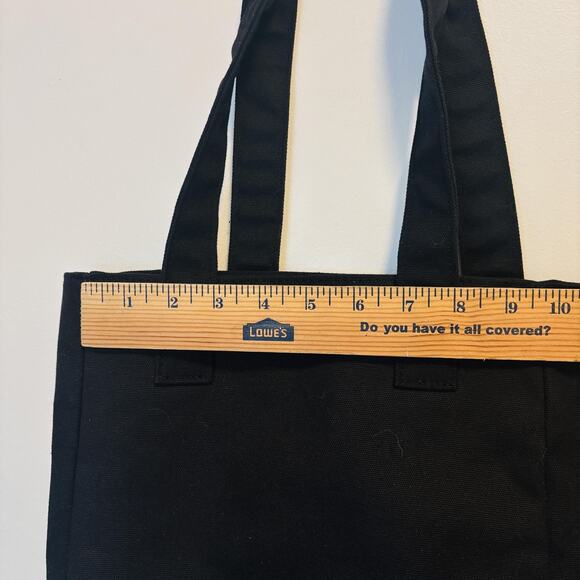 Marc Jacobs Tote Bag Womens Black Canvas Zip Front Pocket Shopper Purse New - Picture 9 of 13